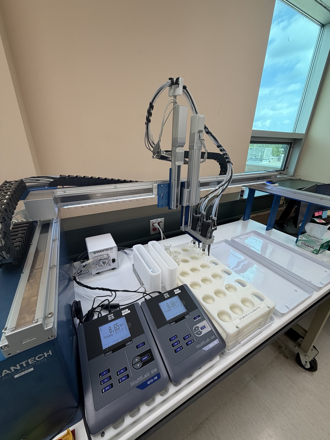 Laboratory analyzer and instrumentation used in wastewater operations.