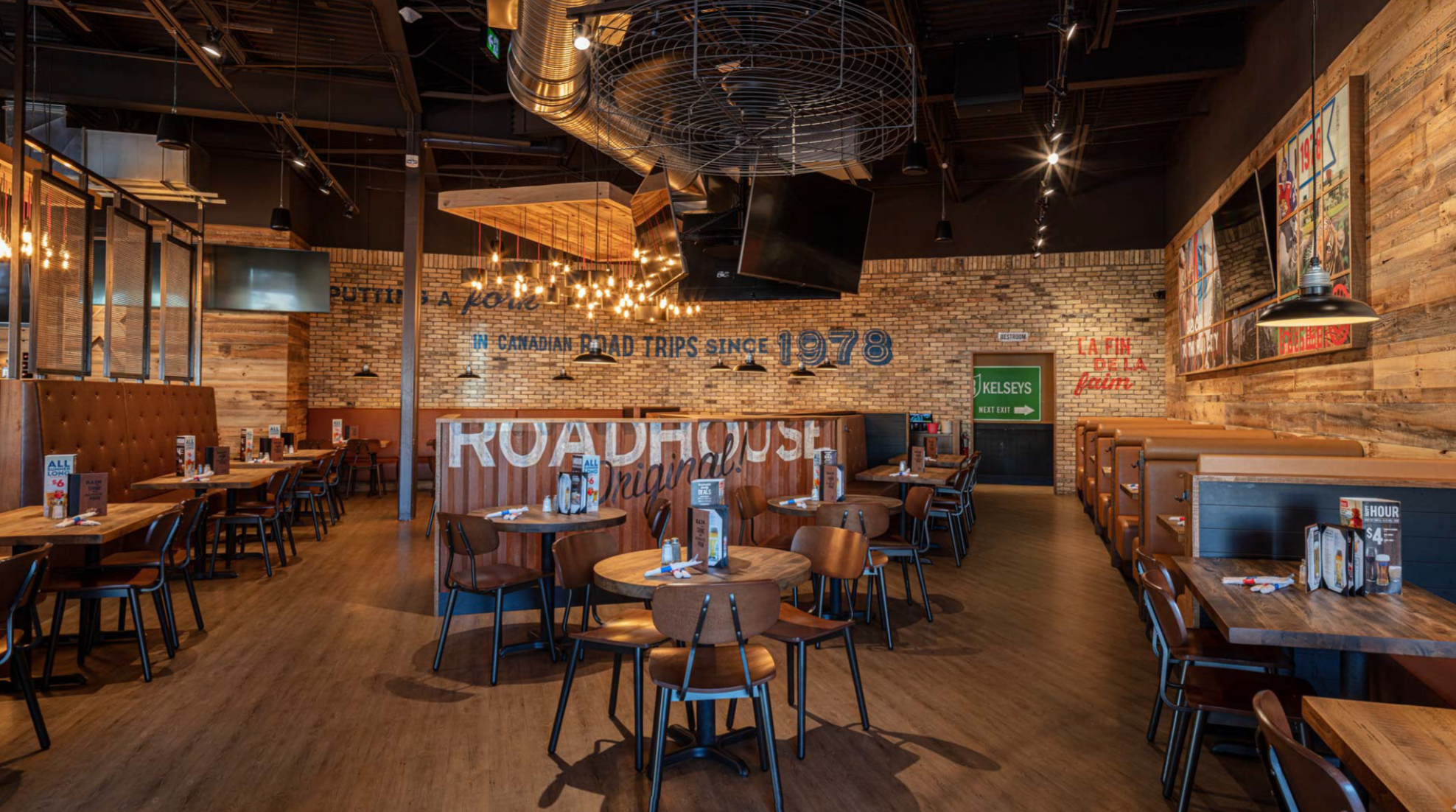 Interior of Kelsey's Original Roadhouse dining room.